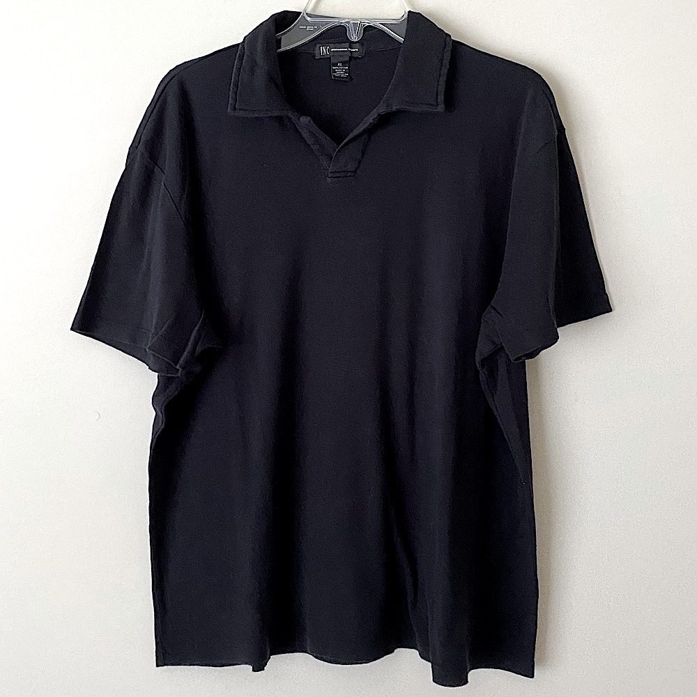 INC International Concepts Men’s Black Cotton Tees Polo Shirt - XL - Pre-owned